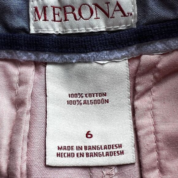 MERONA FLAT FRONT CASUAL EVERYDAY WEAR CLASSIC COTTON CHINO SHORTS SZ. 6 - Picture 3 of 3